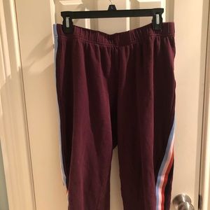 burgundy sweatpants